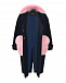 Темно-синее пальто с розовыми карманами из меха Blancha | Фото 7