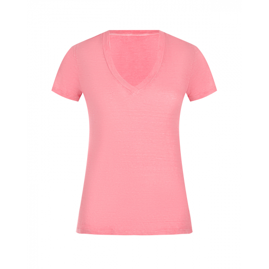 Розовая льняная футболка 120% Lino | Фото 1