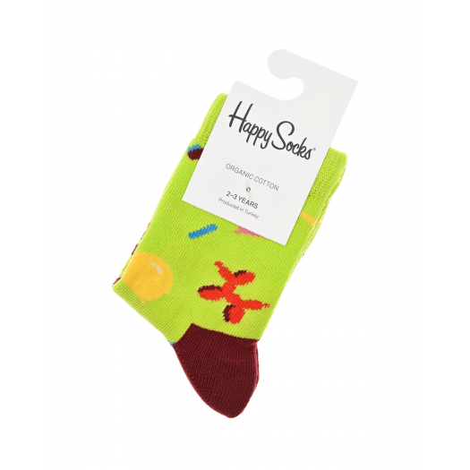 Зеленые носки с принтом &quot;шарики&quot; Happy Socks | Фото 1