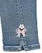 Голубые джинсы с цветочной вышивкой Monnalisa | Фото 4