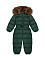 Комбинезон с мехом енота на капюшоне, зеленый