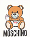 Белая футболка с принтом &quot;медвежонок с соской&quot; Moschino | Фото 4