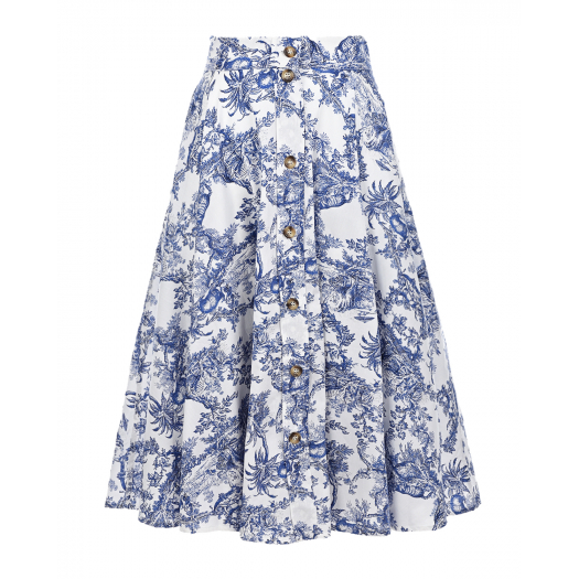 Синяя юбка-миди на пуговицах Forte dei Marmi Couture | Фото 1