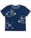 Синяя футболка с принтом &quot;Подводные лодки&quot; Sanetta Kidswear | Фото 1