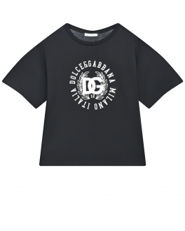 Черная футболка с белым лого Dolce&Gabbana Черный, арт. L4JTEG G7D8T N0000 | Фото 1