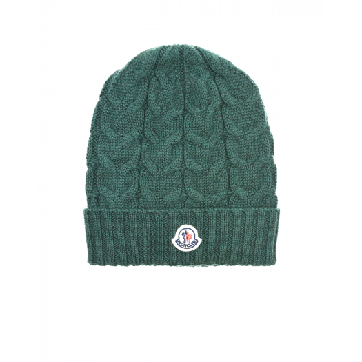 Зеленая шапка из шерсти с отворотом Moncler | Фото 1
