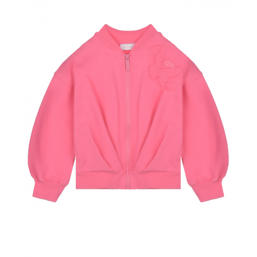 Розовая спортивная куртка с вышивкой Monnalisa | Фото 1