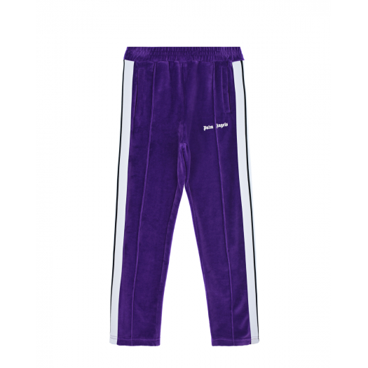 Фиолетовые спортивные брюки с белыми лампасами  | Фото 1