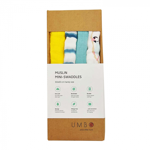 Комплект: четыре муслиновые мини-пеленки &quot;Дыхание природы&quot;, 60x60 см UMBO | Фото 1