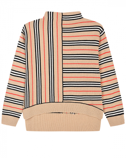 Бежевый свитер из кашемира и шерсти в фирменную полоску Burberry | Фото 1