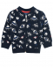 Темно-синяя спортивная куртка с принтом &quot;Космос&quot; Sanetta Kidswear | Фото 1