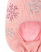 Розовая шапка-шлем со снежинками из страз Chobi | Фото 3
