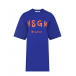 Синее платье-футболка с оранжевым логотипом MSGM | Фото 1