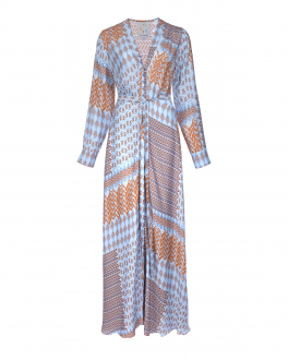 Платье макси с геометрическим принтом OLOLOL Голубой, арт. OLD046/4006.PW905/S22 | Фото 1