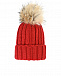 Красная шапка со съемным меховым помпоном Catya | Фото 2
