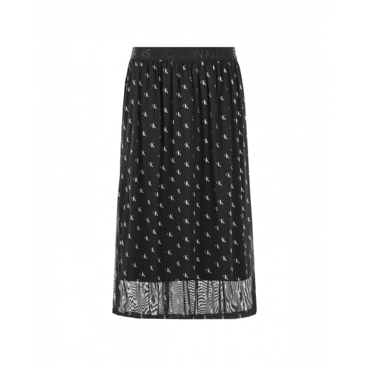 Черная плиссированная юбка с логотипом Calvin Klein | Фото 1
