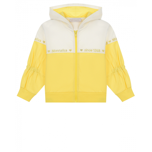 Желтая спортивная куртка с белыми вставками Monnalisa | Фото 1