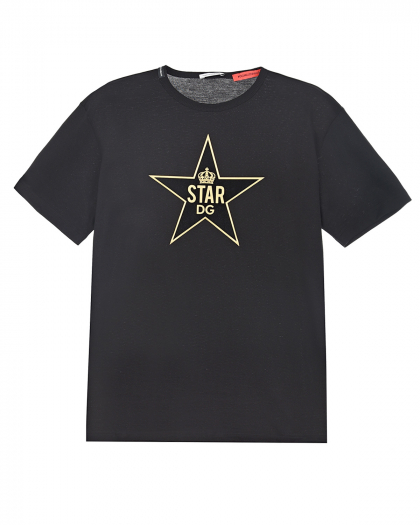 Черная футболка с принтом &quot;STAR&quot; Dolce&Gabbana | Фото 1