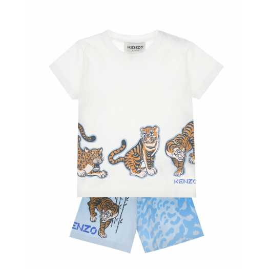 Комплект: футболка и шорты, принт &quot;тигры&quot;  | Фото 1