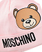 Розовая трикотажная шапка с принтом и логотипом Moschino | Фото 3