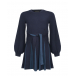 Темно-синее платье с плиссированной юбкой Emporio Armani | Фото 1
