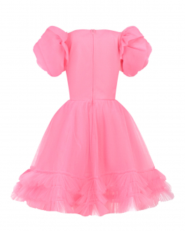 Розовое платье с короткими рукавами и бантом Sasha Kim Розовый, арт. SK KEITH 200404 PIK FLAMIN | Фото 2