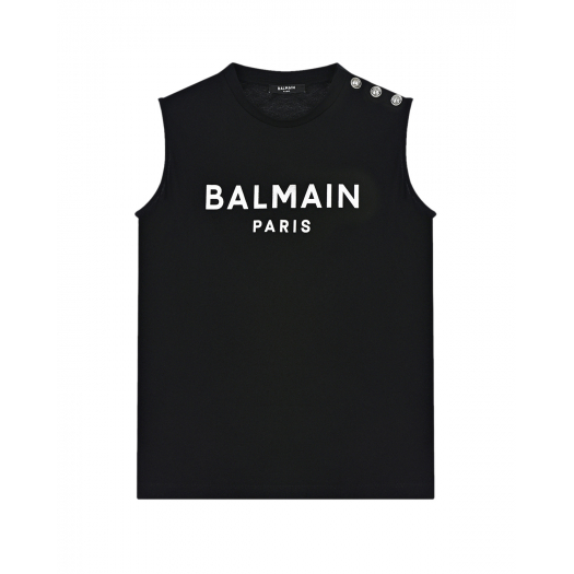 Черная футболка без рукавов Balmain | Фото 1