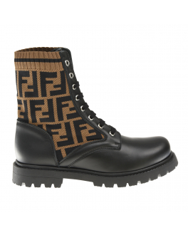 Черные ботинки с коричневыми вставками Fendi Черный, арт. JMR382 AEGP F0PMM | Фото 2