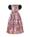 Платье с цветочной вышивкой и короткими рукавами из меха  | Фото 1