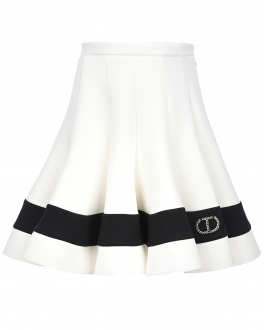 Расклешенная юбка с отделкой черной полосой TWINSET Белый, арт. 222GJ2142 02722 | Фото 1