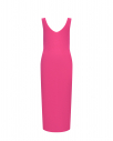 Трикотажное платье миди с V вырезом, розовое