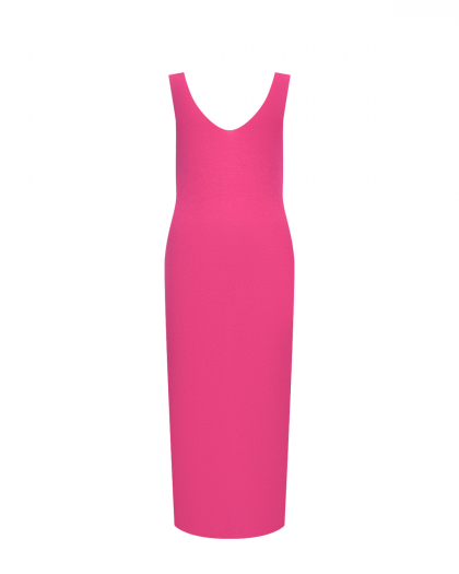 Трикотажное платье миди с V вырезом, розовое Pietro Brunelli | Фото 1