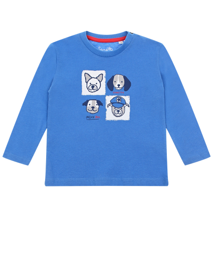 Голубая толстовка с принтом &quot;собаки&quot; Sanetta Kidswear | Фото 1