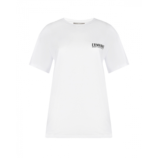 Белая футболка с контрастным принтом  | Фото 1
