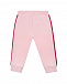 Розовые спортивные брюки с бордовыми лампасами Monnalisa | Фото 2