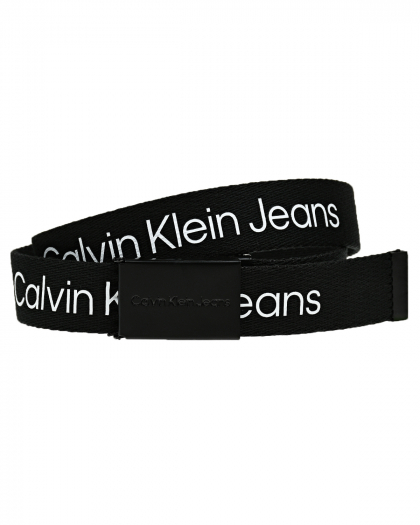 Ремень с белым лого, черный Calvin Klein | Фото 1
