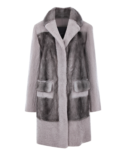 Пальто из меха с накладными карманами Blancha | Фото 1