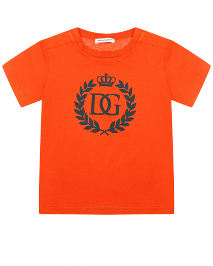 Футболка оранжевого цвета с логотипом Dolce&Gabbana | Фото 1