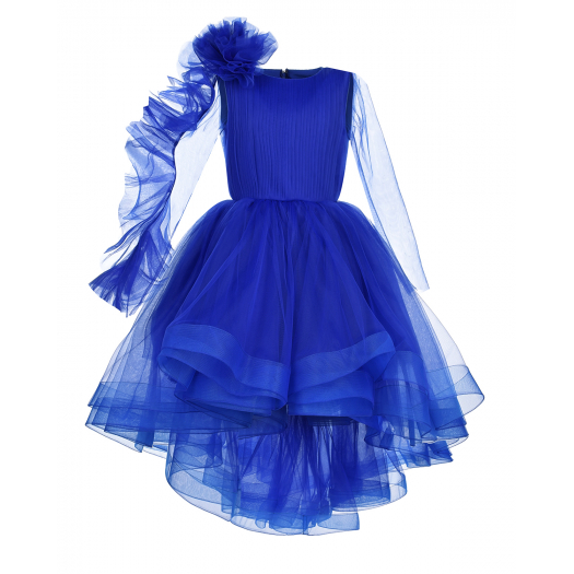 Синее платье рюшей на рукаве Sasha Kim | Фото 1