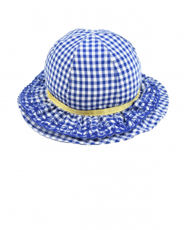 Шляпа в сине-белую клетку Monnalisa Синий, арт. 399004 9120 9954 | Фото 2