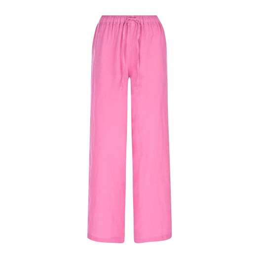 Розовые прямые брюки 120% Lino | Фото 1