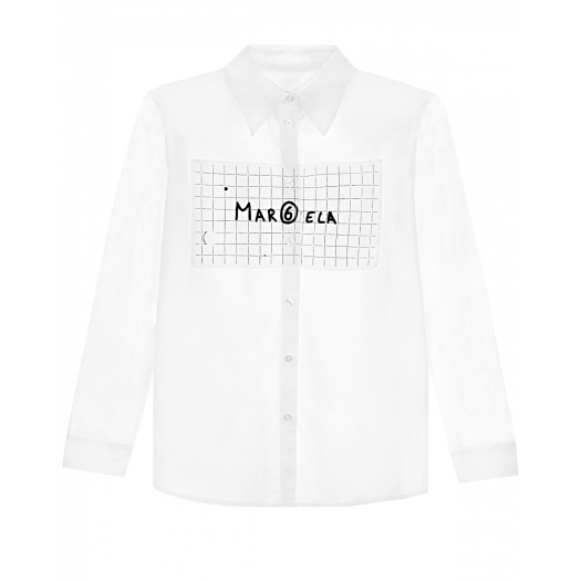 Белая рубашка с аппликацией в клетку MM6 Maison Margiela | Фото 1