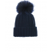 Синяя шапка из кашемира с меховым помпоном Woolrich | Фото 1