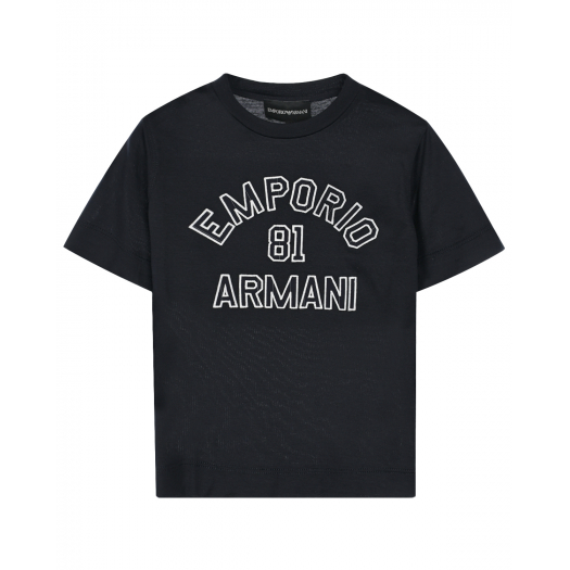 Темно-синяя футболка с лого Emporio Armani | Фото 1