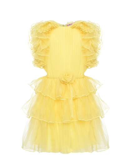 Платье с объемными рюшами, желтое Miss Blumarine | Фото 1