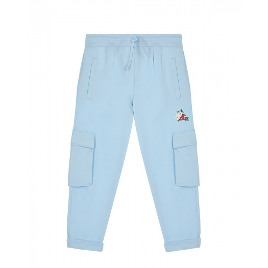 Спортивные брюки голубого цвета с накладными карманами Dolce&Gabbana | Фото 1