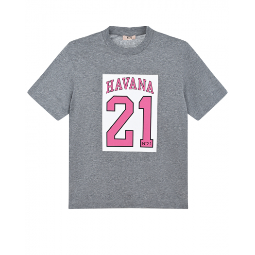 Серая футболка с принтом &quot;Havana 21&quot; No. 21 | Фото 1