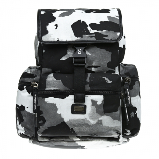 Черно-белый рюкзак с камуфляжным принтом, 24x30x12 см Dolce&Gabbana | Фото 1