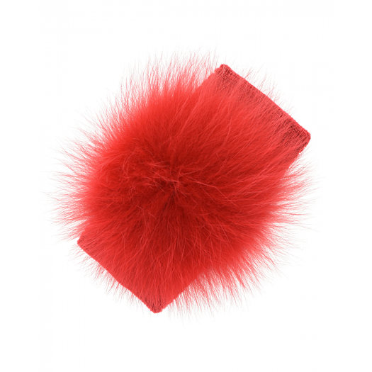 Красная повязка с меховым помпоном Aletta | Фото 1