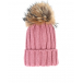 Розовая шапка со съемным меховым помпоном Catya | Фото 1